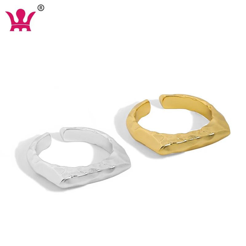 925 Sterling Silver Irregular Texture Ring Simple Style Friendship Gifts for Wedding Party Anniversary