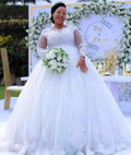 High Quality  Long Sleeve Plus Size  Bridal Gown Lace Wedding Dresses  Vestidos De Noiva