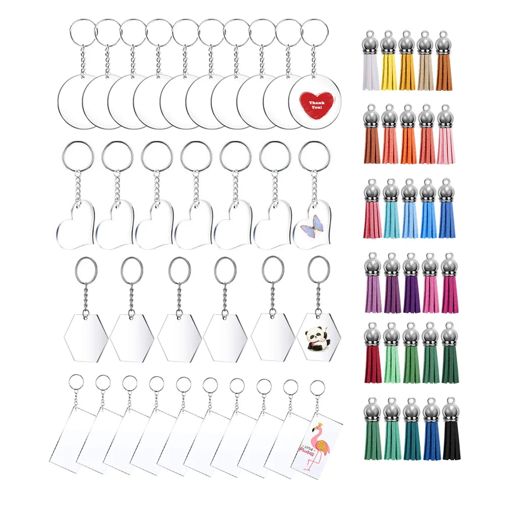 Keychain Blanks Clear Hexagon Rectangle Heart Round Circle Acrylic Blanks Multifunction Alloy Fashion Low Price Acrylic