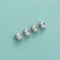 925 Sterling Silver Long Colourful Zircon Tubule CZ Charm Beads for Jewelry Making Accessories