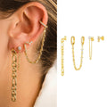 Trendy S925 Silver Needle Zircon 4pcs Chain Earrings Set Comfortable Fit for Daily Wear Anniversary Wedding Jewelry Gold