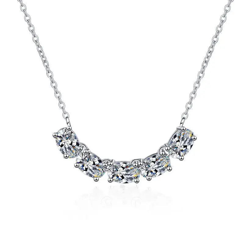 S925 Sterling Silver Moissanite Necklace Classic Style With Advanced Temperament Silver Plated for Gift
