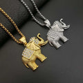 Hip-hop Style 316 Stainless Steel Diamond Elephant Pendant Necklace with Rhinestone Crystal Link Chain for Christian Gifts