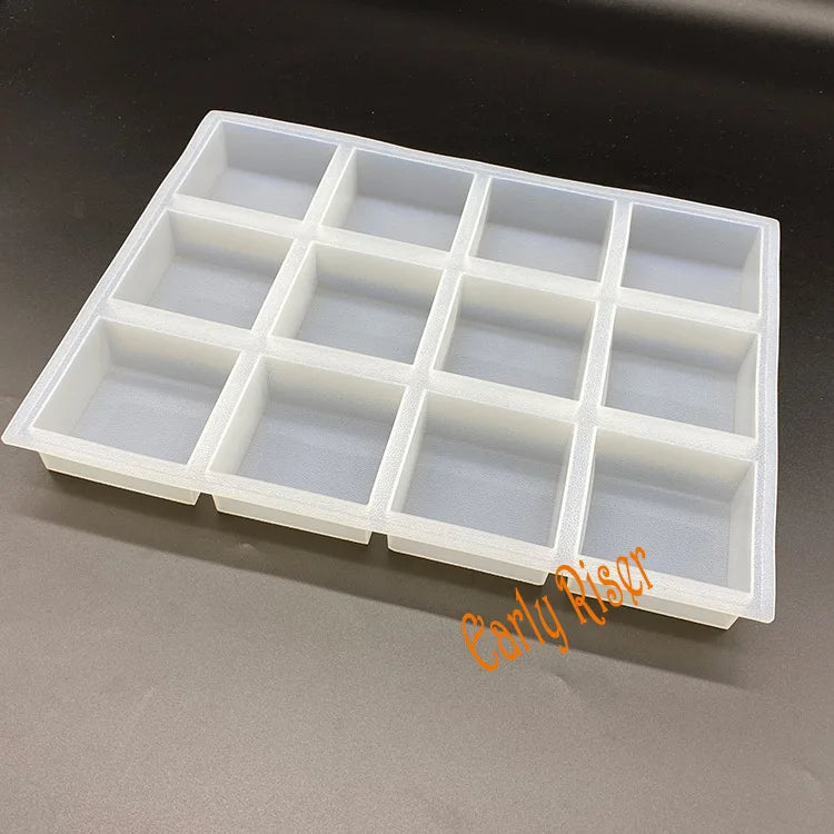 Early Riser New Silicone Mold for Soap Making Square 12 Bars Quadrate Silicon Soap Mould Soap Making Supplies Factory Price MegaBDM