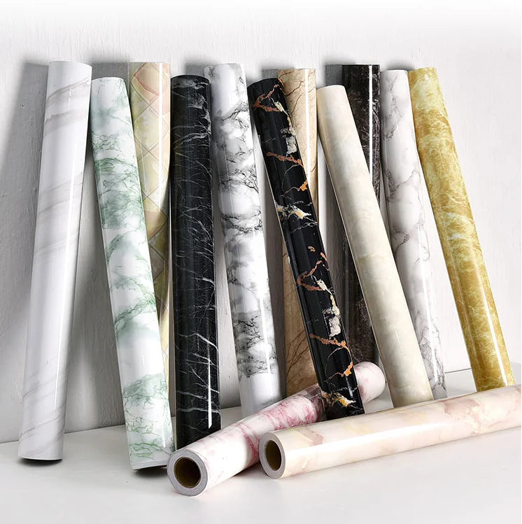 UDK Modern Waterproof Self-Adhesive PVC Glossy Marble Contact Paper for Kitchen and Entertainment Use