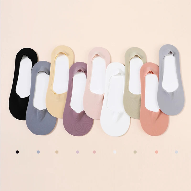 3Pairs/set Summer Woman Solid Color Thin No Show Silicone Inside Low Cut Invisible Socks for Ladies and Women