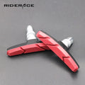 RIDERACE 2PCS MTB Road Cycling V-brake Pads With Mud Trough Silent Bike Mountain Brake Pads Brake Parts Rubber Sheet Replaceable