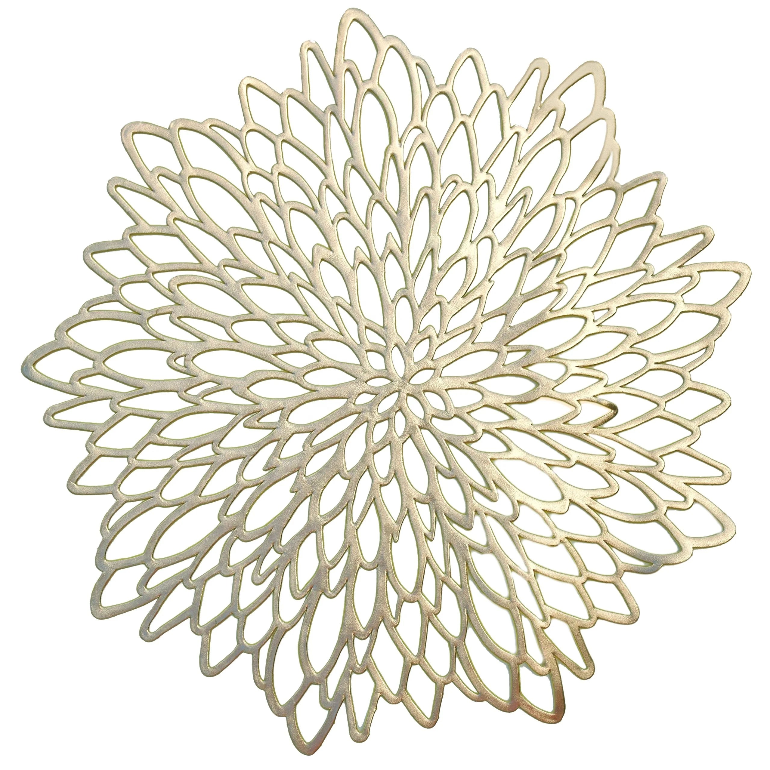PVC Pressed Vinyl Metallic Placemats/Wedding Accent Centerpiece Placemats Cutwork Decorative Dinning Table Mats
