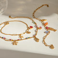 18K Gold Plated DIY Charm Bracelet Stackable Jewelry with Fish Pearl Zircon Heart Beach Inspired Fashionable Bangles