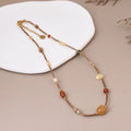 Carnelian Beaded Necklace Female Trendy Natural Stone Clavicle Necklace Accessories for Women Girls Yellow Aventurine Jewelry