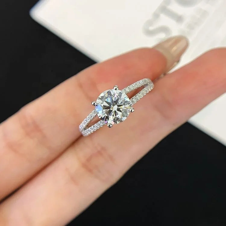 Ruyi Jewelry 1.5CT Solid 18K Gold Wedding Engagement Ring VS Clarity 4 Prong IGI Classic Style for Women's Party Jewelry