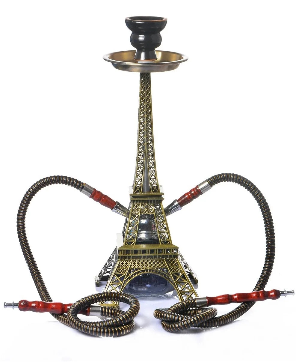 2025 Creative Metal Russian eiffel Tower Hookah Shisha for Arab Double Pipe Paris Tower Portable Hookah Set
