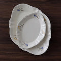Solhui Japanese Freesia Wave Ceramic Oval Plate Light Luxury Creative Breakfast Dessert Plate Fish Plate