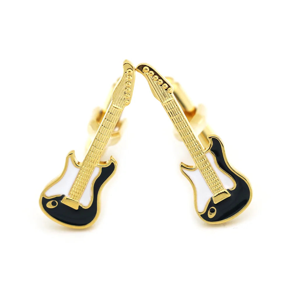 Fashion Music Series Men' Cuff Links Musical Instrument Guitar Brass Cufflinks