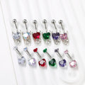316L Stainless Steel Devil Heart CZ Belly Button Ring Hypoallergenic Navel Piercing Jewelry for Women