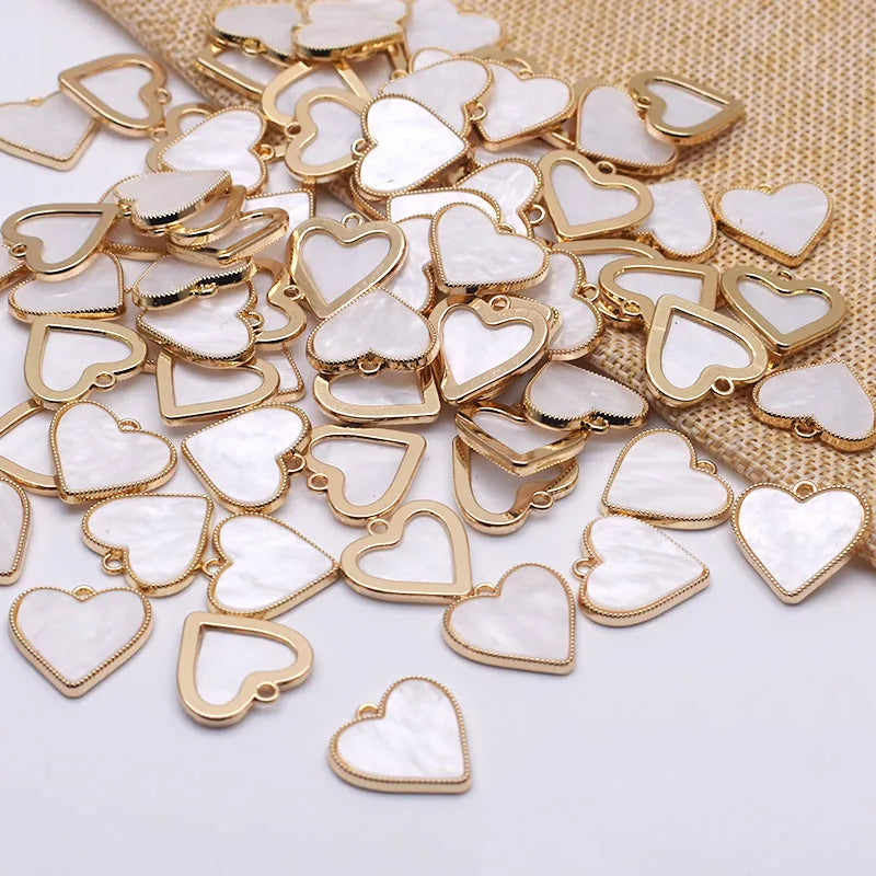 New Metal Alloy Heart Charms Pendants 18mm Acrylic Heart Pendants for Jewelry Making Findings DIY Necklace 100pcs/bag