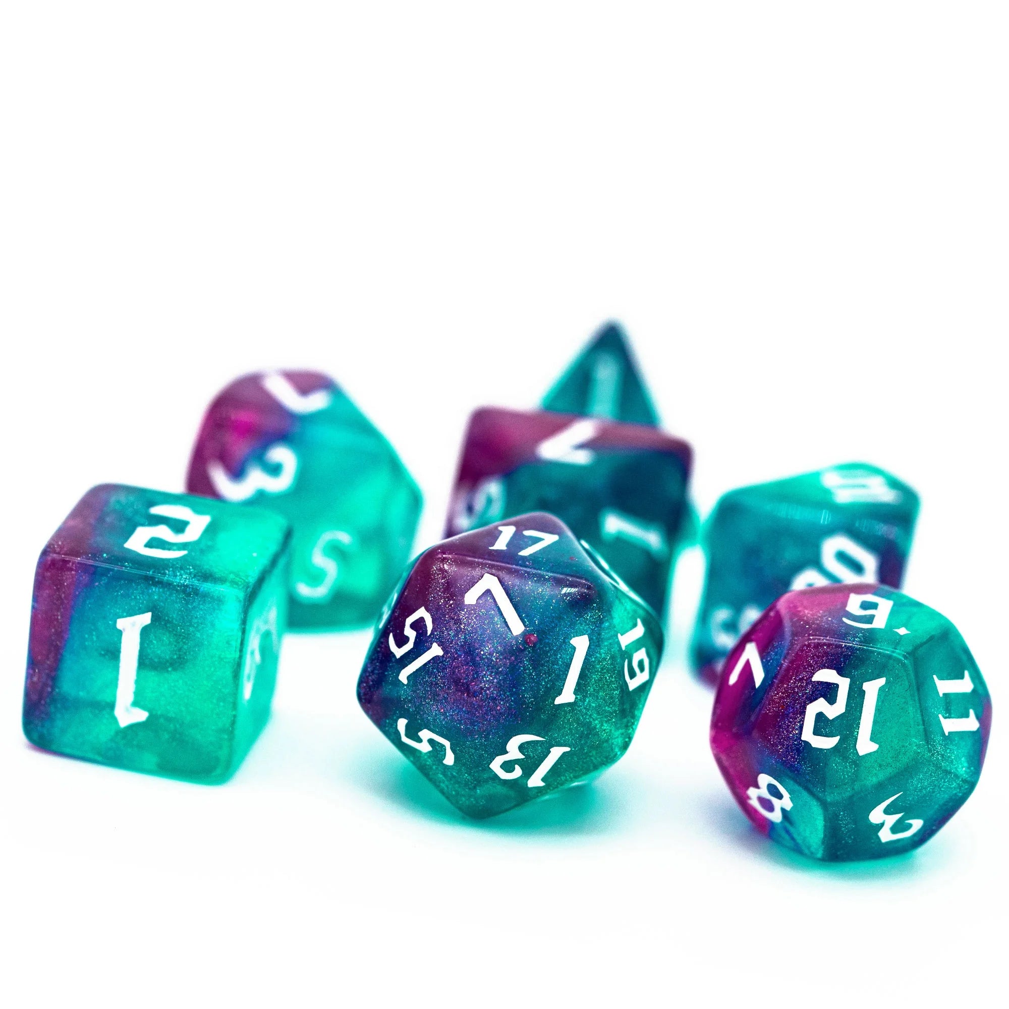 Udixi Acrylic Plastic Polyhedral Dungeons and Dragons Custom logo Dice Set Red&Blue