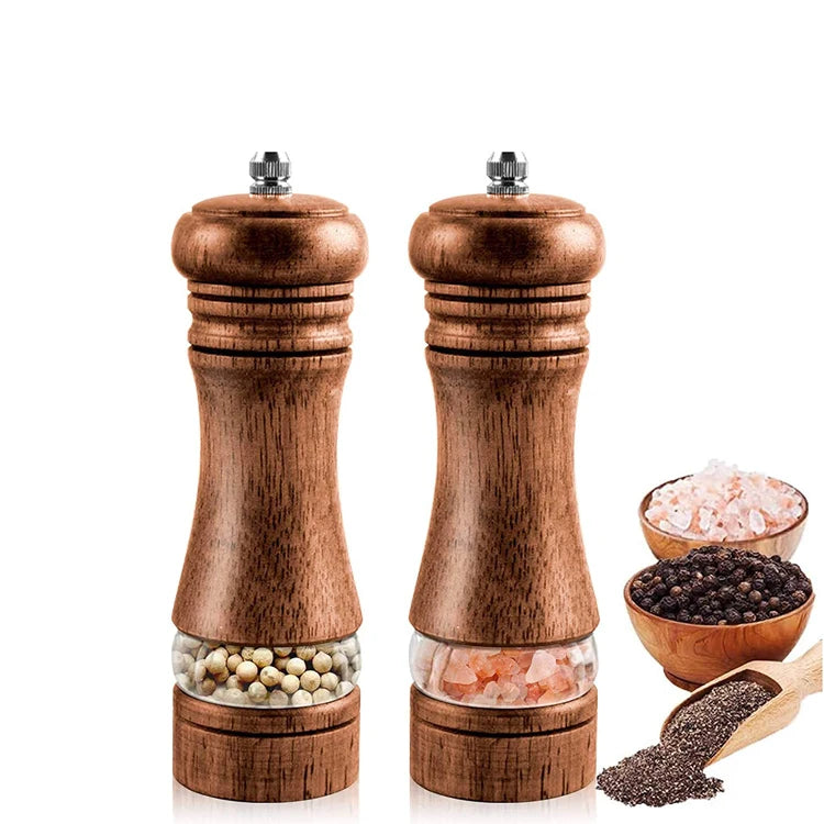 The Ergonomic Streamlined Body Provides a Smooth Grip Surface That Adds Spice to Your Dinner with a Wooden Manual Pepper Mill