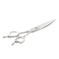 HUASIS FQ09-60Q Stainless Steel Thinning Scissors with Willow Leaf Blade 6.0" up and Down Curved Haircut Scissors