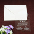 Beautiful DIY Handmade White Foil Arch Shape Clear Acrylic Invitation With Envelope for Wedding Birthday Quinceanera Events
