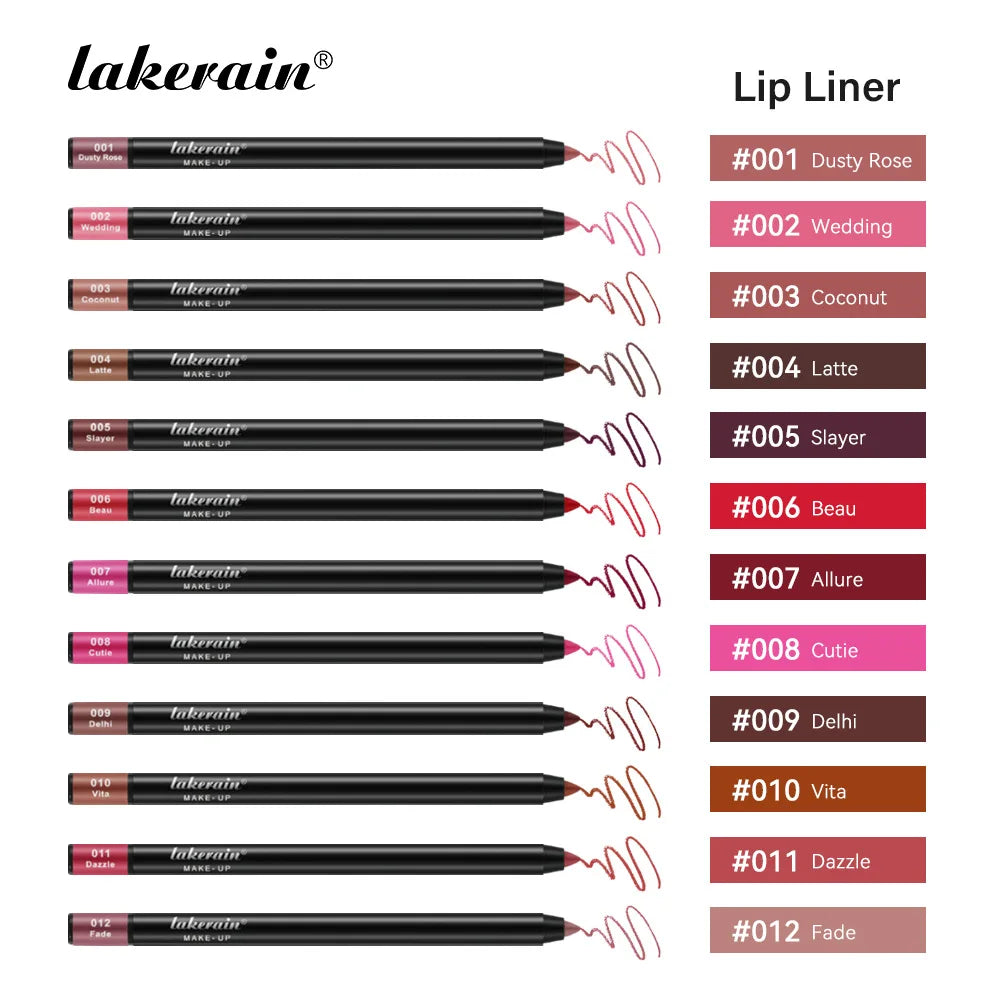 Lakerain New 12 Colors Matte Lipliner Best Selling Long Lasting Creamy Moisturizing Lip Liner Pencil Makeup