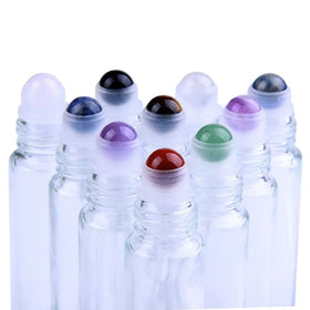 Luxury Small 5ml 10ml 15ml Gemstone Roller Ball Glass Essential Oil Perfume Botol Parfum Small Roll on Bottle