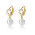 AA00647 Dainty Elegant Jewelry Zircon Gold Plated Women Earrings Pearl Charm Earrings