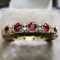 CAOSHI Wholesale Factory Vintage Style Red/White Cubic Zirconia Eternity Band Ring for Luxury Women Wedding Gold Plated CZ Rings