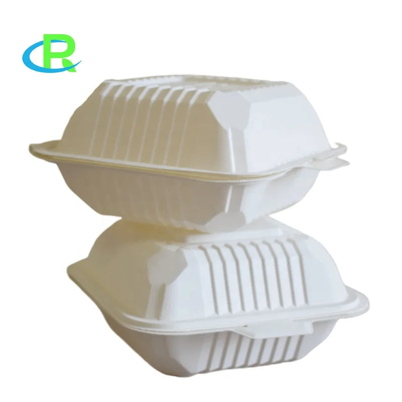 Biodegradable Disposable Cornstarch Lunch Boxes Restaurant Plastic Clamshell Corn Starch Food Container Takeaway togo Takeout