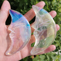 Wholesale Natural Angel Aura Crystal Clear Quartz Moon Face Crystal Carving for Home Decoration LJ