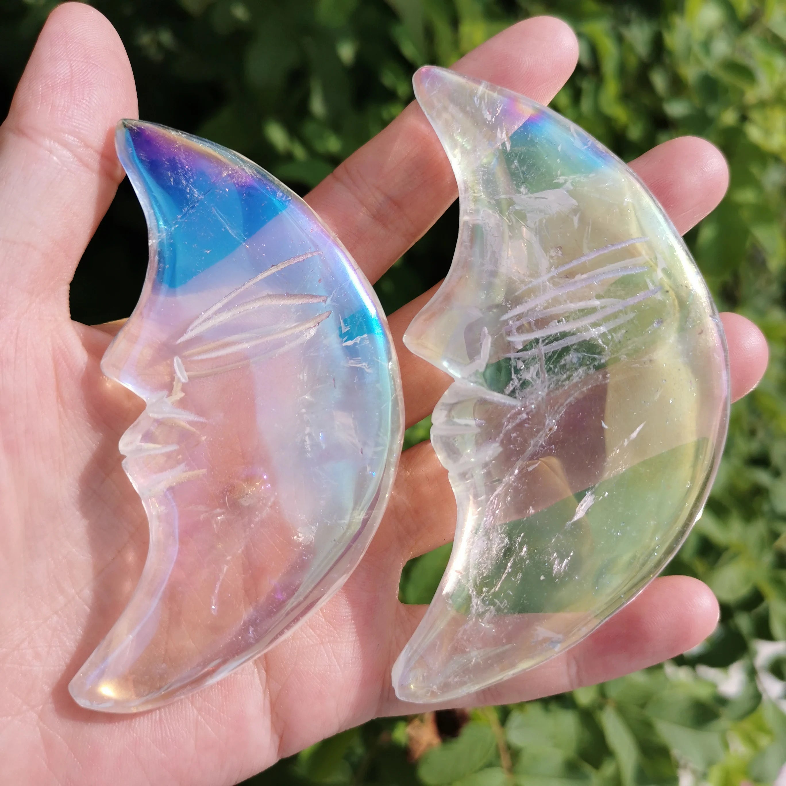 Wholesale Natural Angel Aura Crystal Clear Quartz Moon Face Crystal Carving for Home Decoration LJ