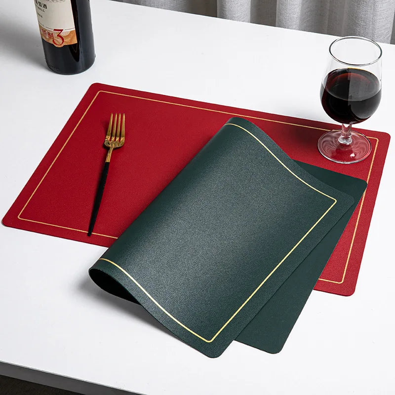 Colorful Waterproof Leather Placemats for Dining Table Washable Kitchen Table Mats for Thanksgiving Christmas Home Decor
