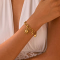 KITI Classic 18K Gold Stainless Steel Bracelet Minimalist Bracelet Sun Moon Star Charm Polished Jewelry for Women