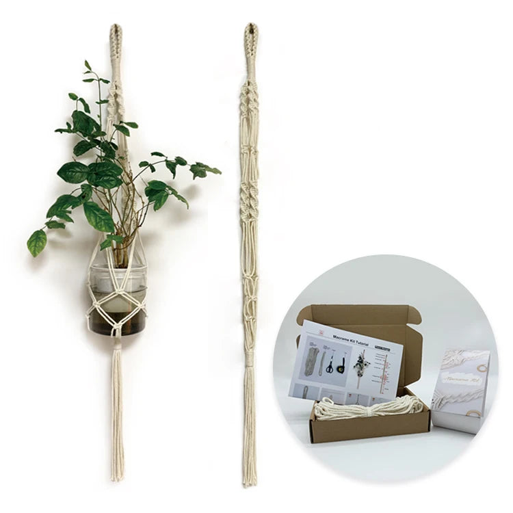 Macrame Cotton Cord DIY Crafts Kit Indoor DIY Plant Hanger Bracket Making Macrame Kit for Home Decoration