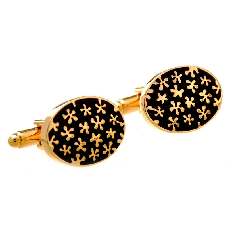 Wholesale Flower Pattern Enamel Elegant Cufflinks Custom Mens Suit Shirt Fashion Accessory Wedding Tuxedo Trendy Jewelry Gift