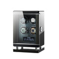 MINEESI 4-Slot Automatic Watch Winder Leather Wood Fingerprint Unlock Shaker Mechanical Watches Storage LCD Touch Screen Water