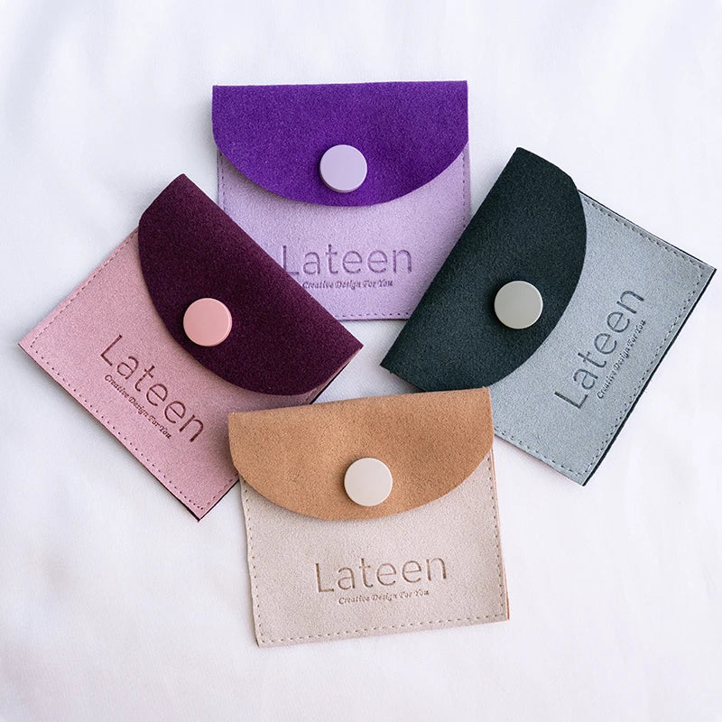 Factory Direct Sale Custom Logo Jewelry Packaging Pouch Envelope Microfiber Suede Jewelry Pouch Bag