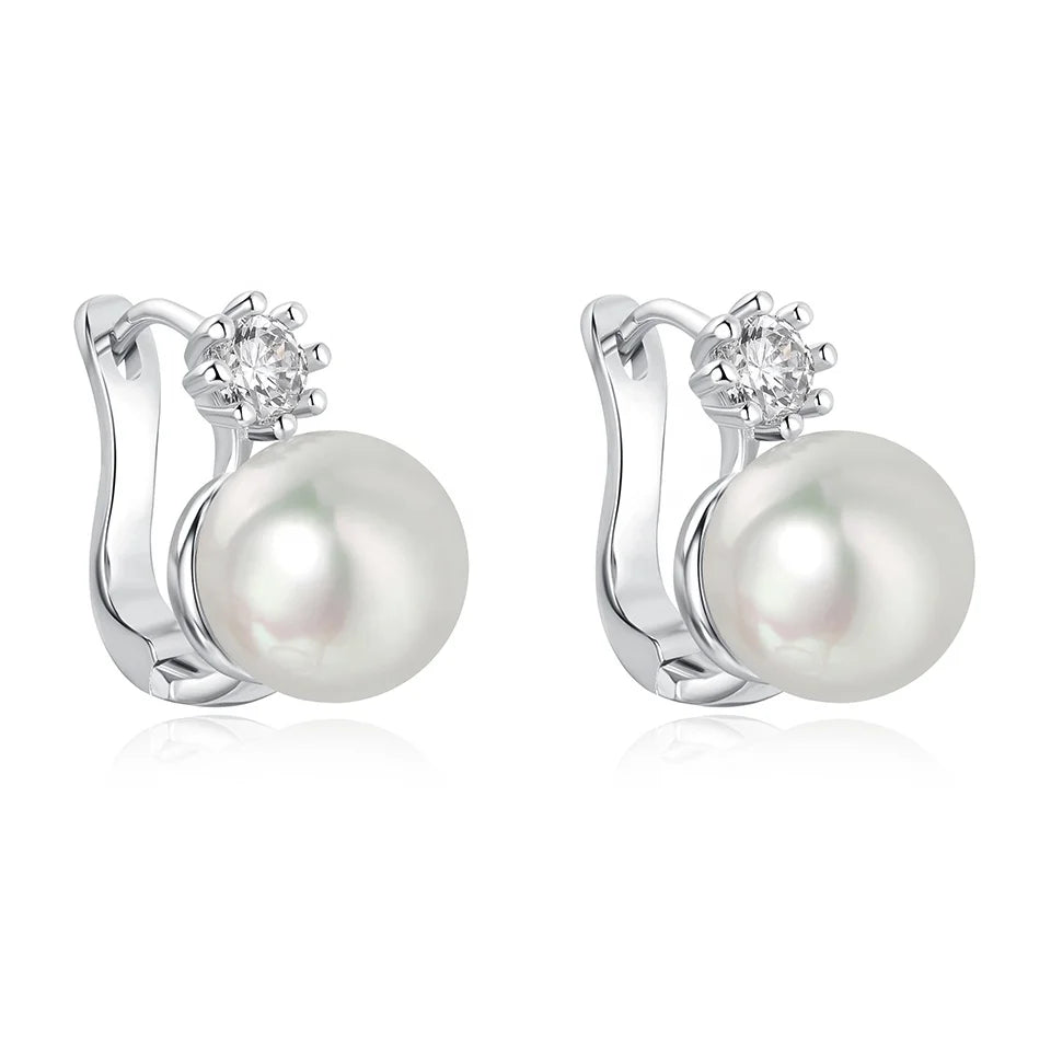 2024 New Senior Temperament Silver Shining Zircon Bright White Pearl Earrings Female Jewelry Customized