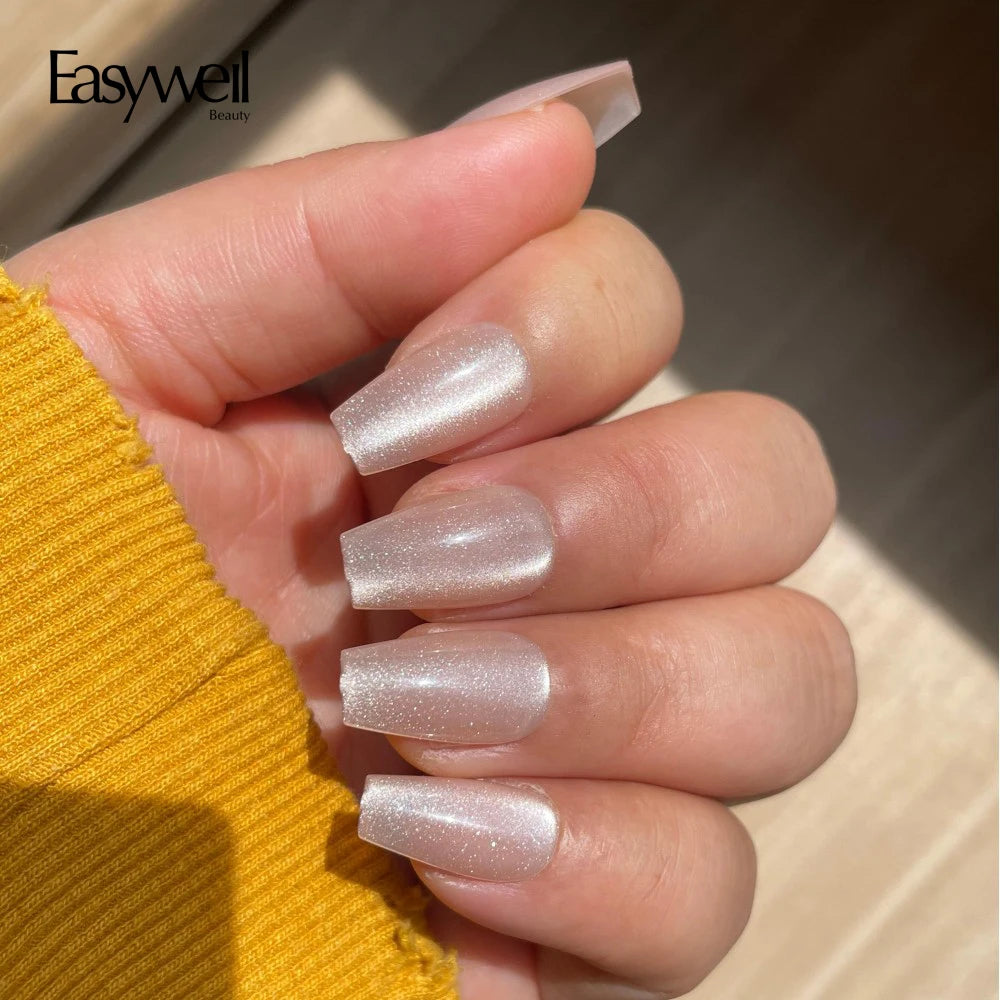 Easywell Customize Cat Eye False Nail Soft Acrylic Gel Artificial Fingernails Wholesale Luxury Handmade Press on Nails Factory