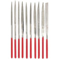 Jewelry Diamond Files for Silver Steel Glass Stone Metal Polishing Shaping 10PCS 140mm Red Handle Diamond Emery Needle Files Set