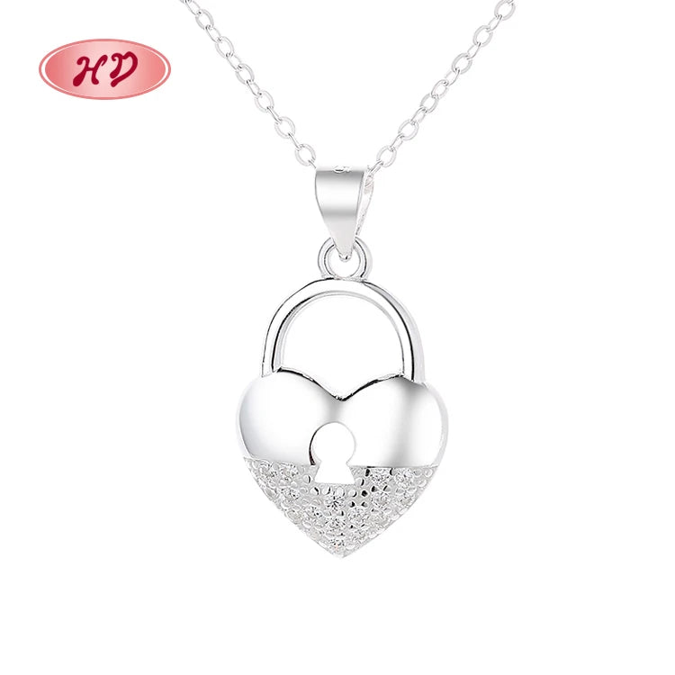 Wholesale Bulk Zirconia 925 Pure Silver Designer Minimalist Necklace for Women Charm Heart Pendant for Women Jewlery