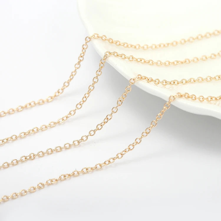 Factory Wholesale Brass 14K Gold Plated O Shaped Chain for Diy Necklace Bracelet Earrings Jewelry Making Chain Roll