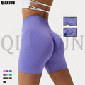 Wholesale Custom Logo Women Solid Color High Waist Gym Bike Activewear Sports Running Workout Scrunch Butt Fitness Yoga Shorts