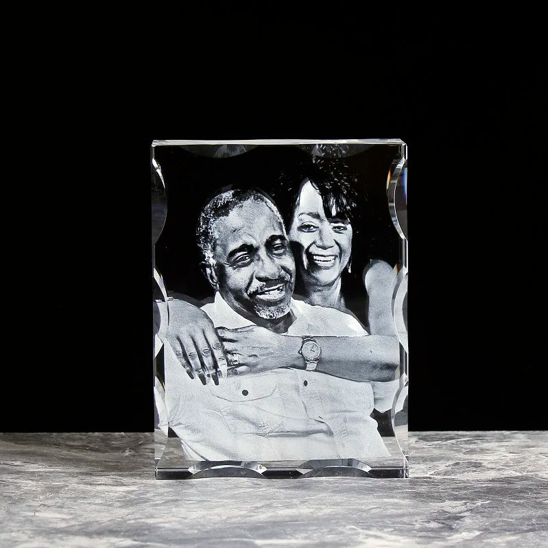 High Quality 3D Laser Engraving Clear K9 Crystal Cube Souvenirs Glass Crystal Photo Frame