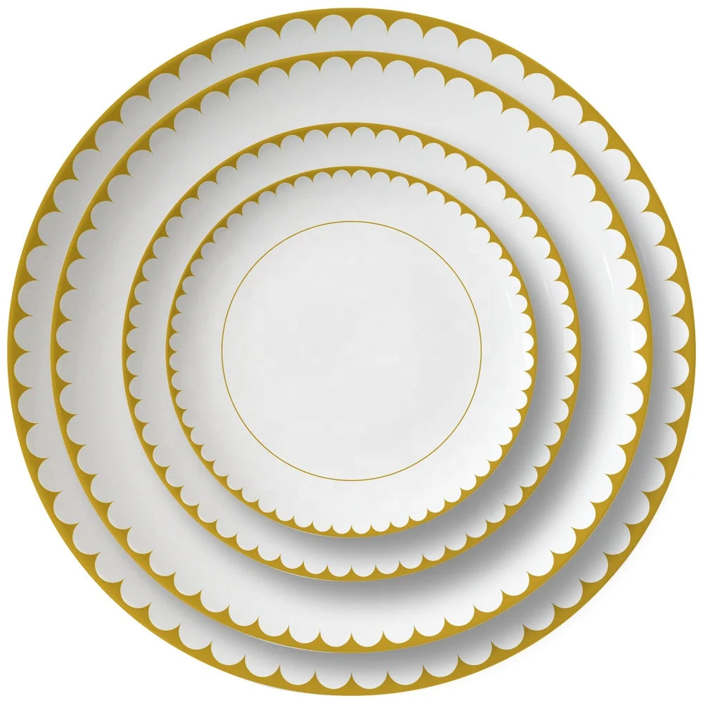 6.5-12 Inch Gold Rim Ceramic Dinner Plate New Bone China Pasta Tray Crockery White Porcelain Wedding Dinnerware Dish Dessert