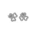 Cubic Zirconias pink Rose Gold Plated 925 Sterling Silver Stud Jewelry 3 Leaf Lucky Flower Heart Clover Earrings for Girls