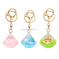 Novelty Gifts Diamond Shape Crystal Car Key Holder Charm 3D Floating Liquid Acrylic Keychains