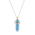 Hot Selling Fashion Crystal Natural Stone Pendant Necklace with Gold Plating Bullet Head Turquoise for Women for Parties