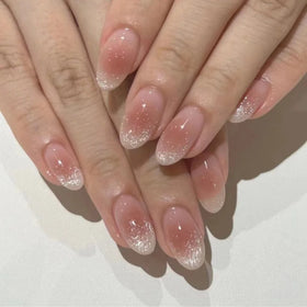 Nude Glitter Cat Eye Effect Oval Press on Nails 24pcs Wholesale Nails Press on Nails