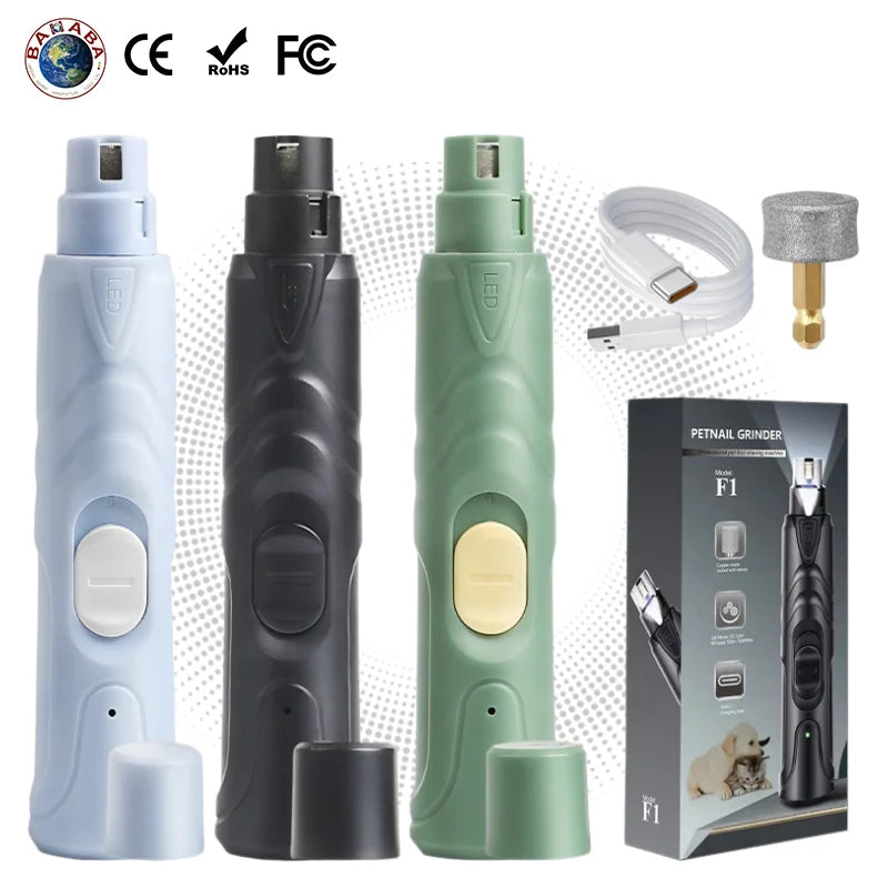 OEM Professional 2 Speed Low Noise USB Rechargeable Electric Pet Nail Grinder Trimmer with LED Light for Dog Cat Puppy Kitten